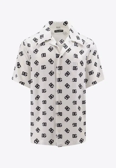 Dolce & Gabbana Dg-monogram Short Sleeve Shirt In White