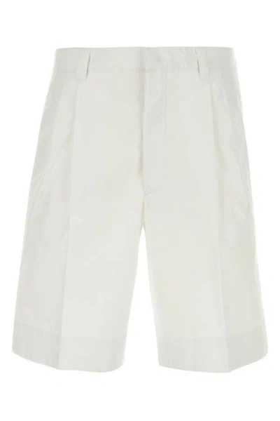 Prada Man White Cotton Bermuda Shorts