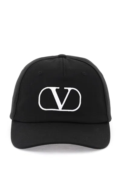 Valentino Garavani Black Vlogo Cap For Men In Multicolor