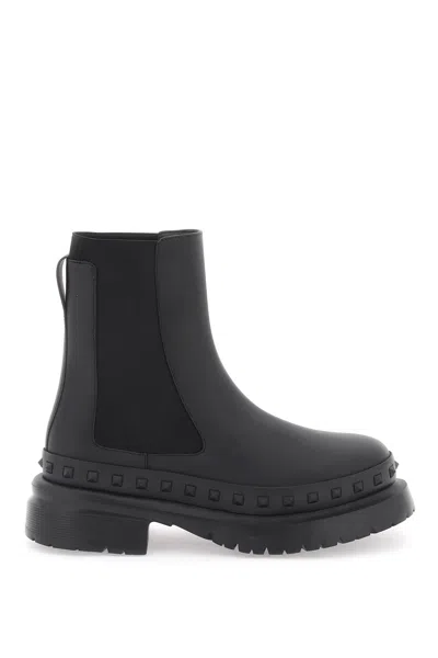 Valentino Garavani M-way Rockstud Leather Ankle Boots In Multicolor