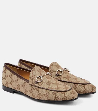 Gucci 10mm New Jordaan Canvas Loafers In Ebony