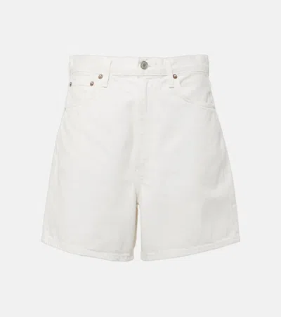 Agolde Stella High-rise Denim Shorts In White