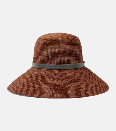 Brunello Cucinelli Monili-embellished Straw Sun Hat In Brown
