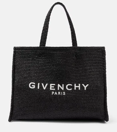 Givenchy G-tote Medium Raffia Shopper In Black
