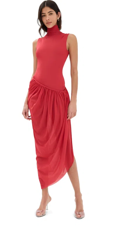 Christopher Esber Cutout Draped Stretch-jersey Maxi Dress In Red
