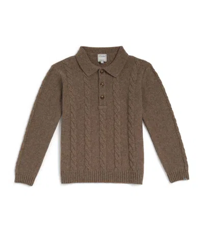 J & Josh Kids'  Merino-cashmere Polo Sweater (2-14 Years) In Beige