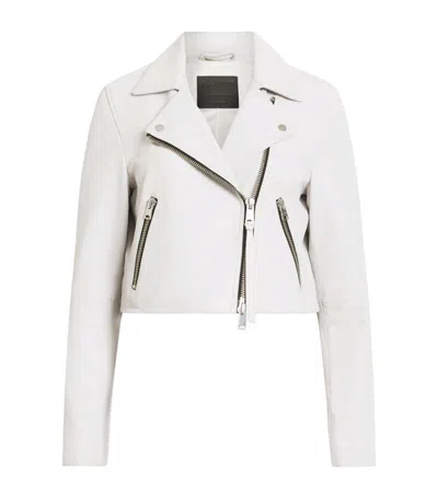 Allsaints Leather Dalby Biker Jacket In White