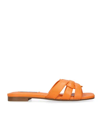 Steve Madden Womens Orange Vcay 807 Multi-strap Flat Leather Sandals