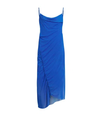 Allsaints Mesh Ulla Midi Dress In Blue