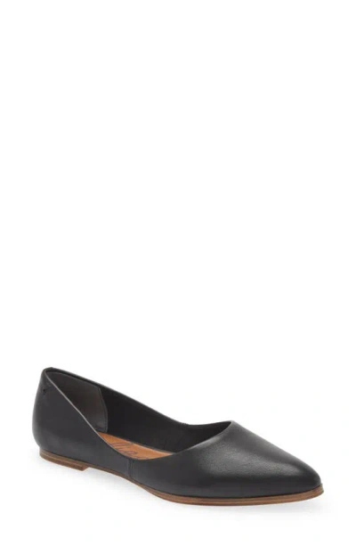 Zodiac Hill Pointy Toe Flat In Black Leather