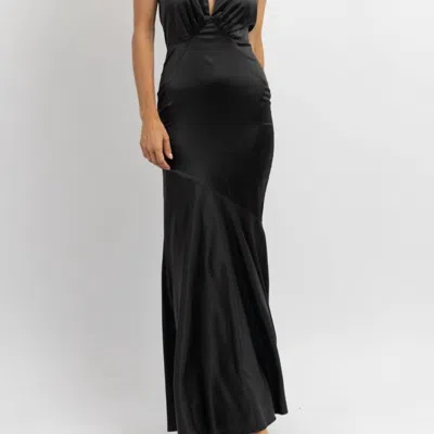 Blue Blush Finer Things Plunging Maxi Dress In Black