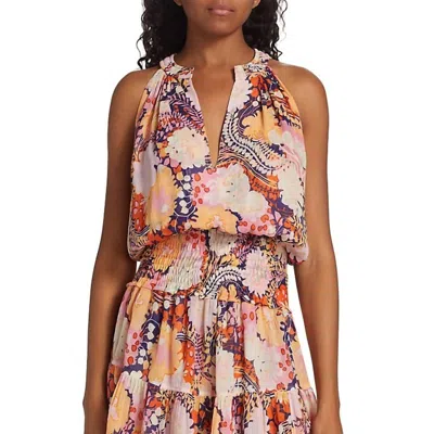 A.l.c Courtney Printed V-neck Mini Dress In Pink