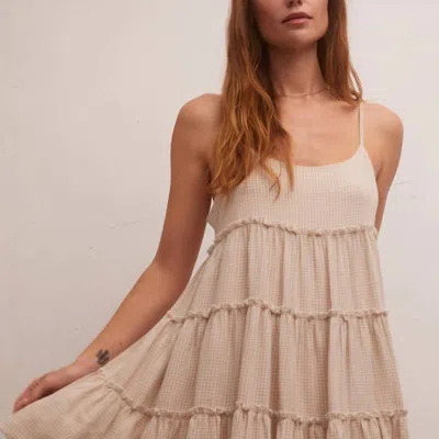 Z Supply Carina Gingham Mini Dress In Adobe White