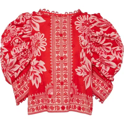 Farm Rio Flora Tapestry Red Blouse