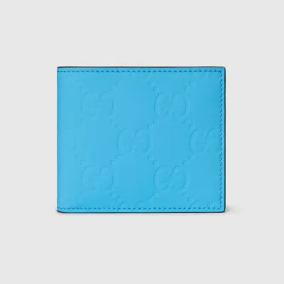 Gucci Gg Rubber-effect Bi-fold Wallet In Blue
