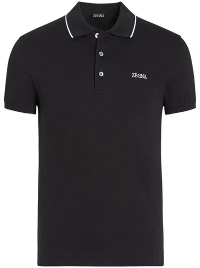 Zegna Cotton Polo Shirt In Black  