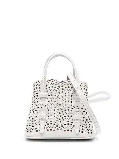 Alaïa Mina Leather Mini Bag In White
