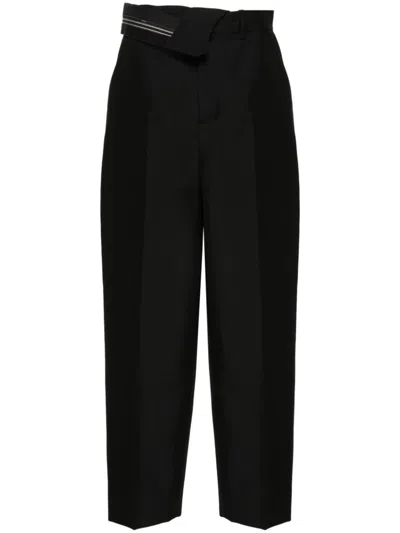 Fendi Wool Crepe Trousers In Black
