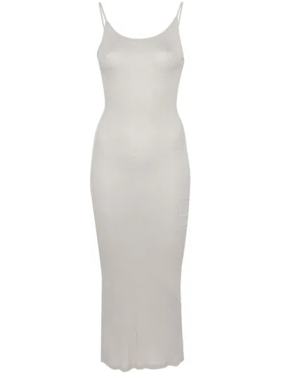 Majestic Ribbed Maxi Dress In Dove Grey