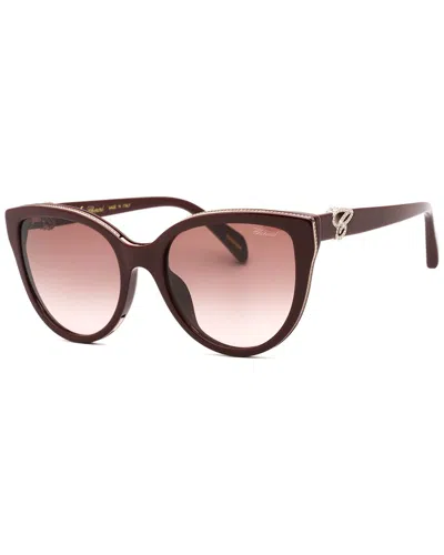 Chopard Brown Gradient Cat Eye Ladies Sunglasses Sch317s 09fh 55 In Bordeaux / Brown