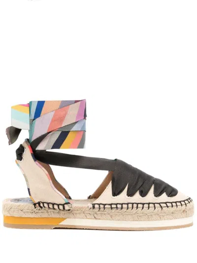 Paul Smith Lace-up Flat Espadrilles In White