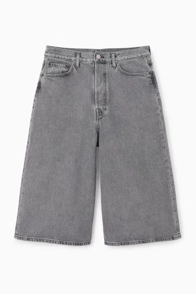 Cos Knee-length Denim Shorts In Grey