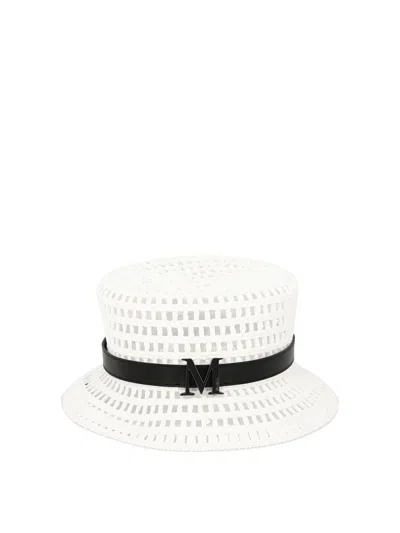 Max Mara Logo Plaque Woven Bucket Hat In White