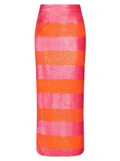Mac Duggal Sequin Midi Skirt In Hot Pink Multi