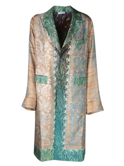 Pierre-louis Mascia Silk Coat With Floral Pattern In Multicolour