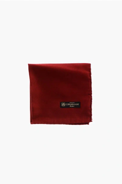 Corneliani Solid Color Satin Pocket Square In Red