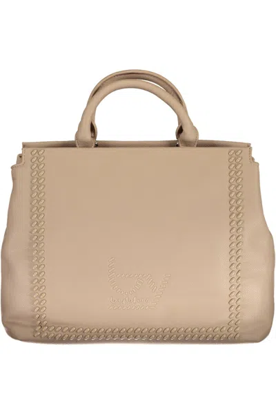 Byblos Beige Elegance Dual Compartment Handbag In Brown