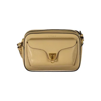 Coccinelle Beige Leather Handbag In Gold
