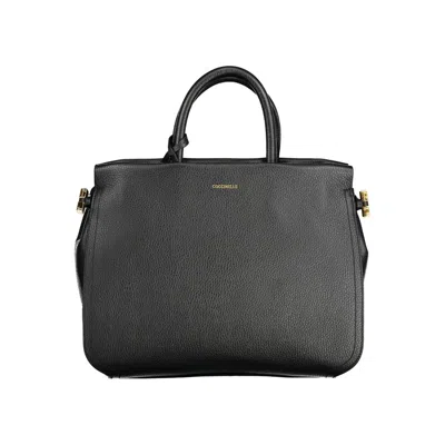 Coccinelle Black Leather Handbag In Blue