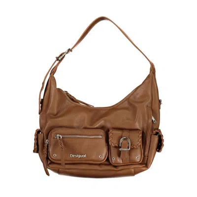 Desigual Brown Polyethylene Handbag In Black