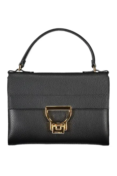 Coccinelle Chic Black Leather Handbag With Twist Lock