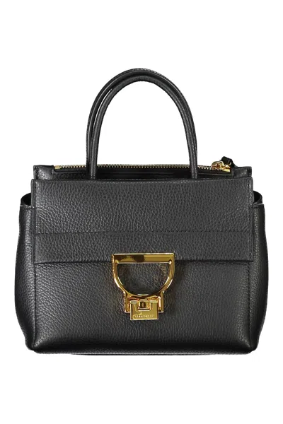 Coccinelle Chic Black Leather Handbag With Versatile Straps