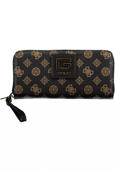 Guess Jeans Chic Brown Polyethylene Multi-compartment Wallet In Black