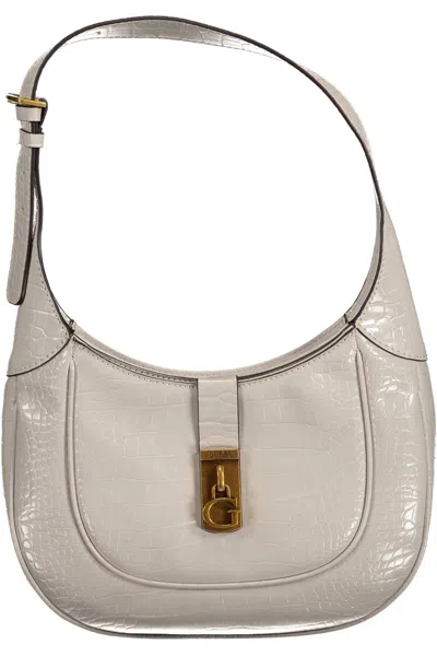 Guess Jeans Chic Gray Shoulder Bag With Contrasting Details In Neutral