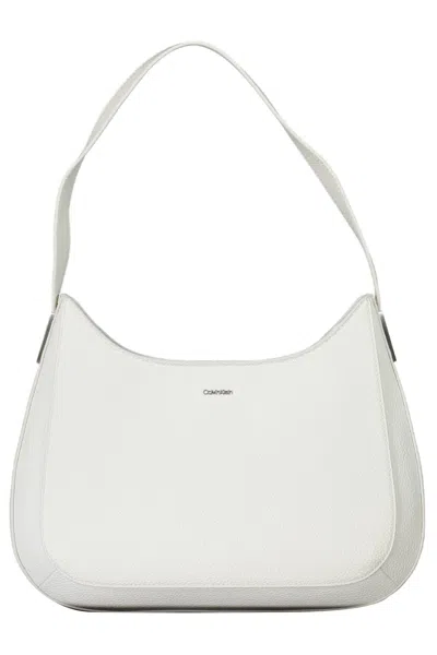 Calvin Klein Chic White Shoulder Bag With Contrasting Details In Black