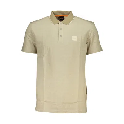Hugo Boss Elegant Beige Cotton Polo With Contrast Accents In Brown