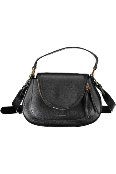 Coccinelle Elegant Black Leather Handbag With Adjustable Strap