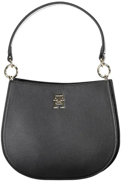 Tommy Hilfiger Elegant Black Handbag With Contrasting Details