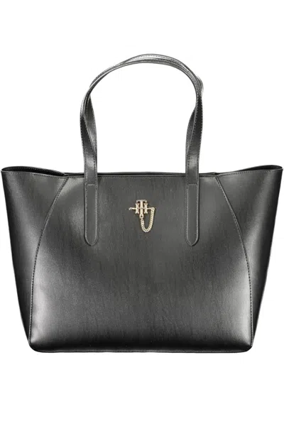 Tommy Hilfiger Elegant Black Shoulder Bag With Contrasting Details In Burgundy