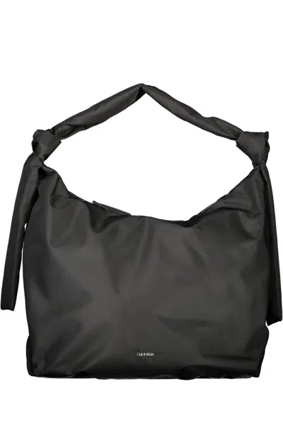 Calvin Klein Elegant Black Shoulder Bag With Logo Appliqué