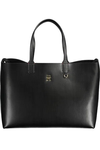 Tommy Hilfiger Elegant Black Shoulder Bag With Pochette In Burgundy