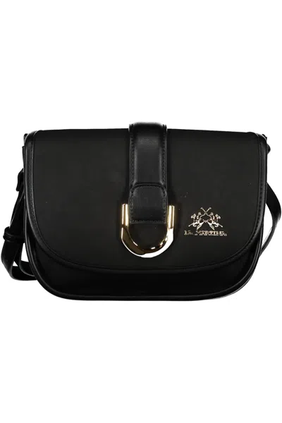 La Martina Elegant Contrast Detail Shoulder Bag In Black