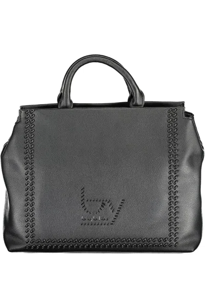 Byblos Elegant Two-handle Black Handbag With Contrasting Details