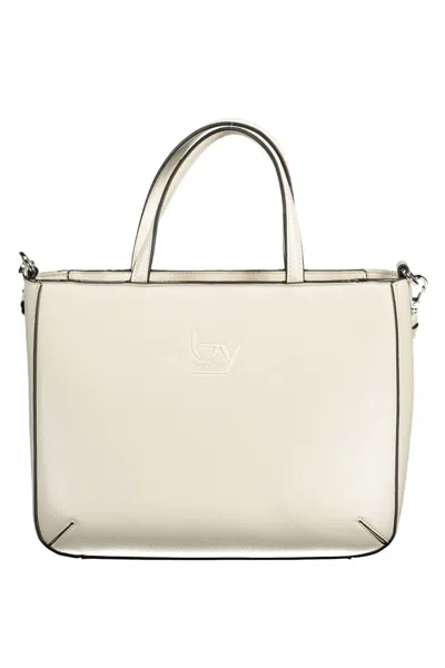 Byblos Elegant White Contrast Detail Handbag In Blue
