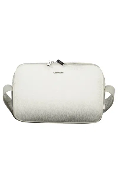 Calvin Klein Elegant White Shoulder Bag With Logo Detail In Black