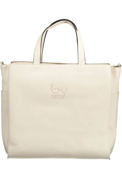Byblos Elegant White Multi-pocket Handbag In Black